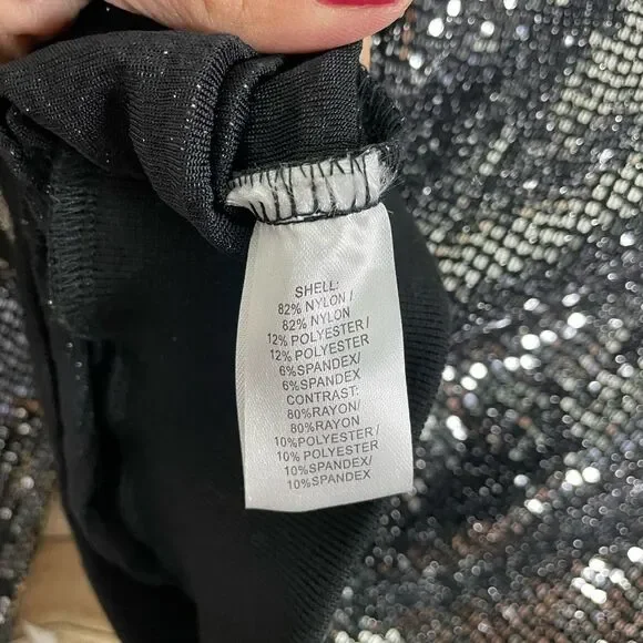 Pam & Gela Womens Black Stretch Crew-Neck Long Sleeve Embellished Sweater S - Picture 4 of 6